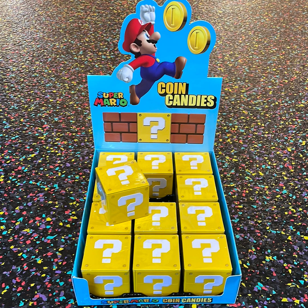 Super Mario Lucky Block Coin Block ? Candy Strawberry Flavoured Gold Coins  Inside 34g Block