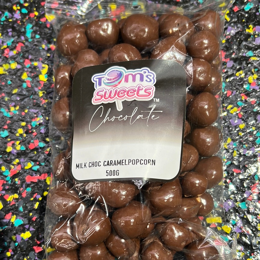 Tom’s Sweets Milk Choc Caramel Popcorn 500g