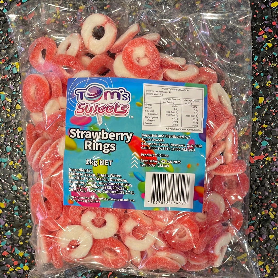 Tom's Sweets Strawberry Rings 1kg