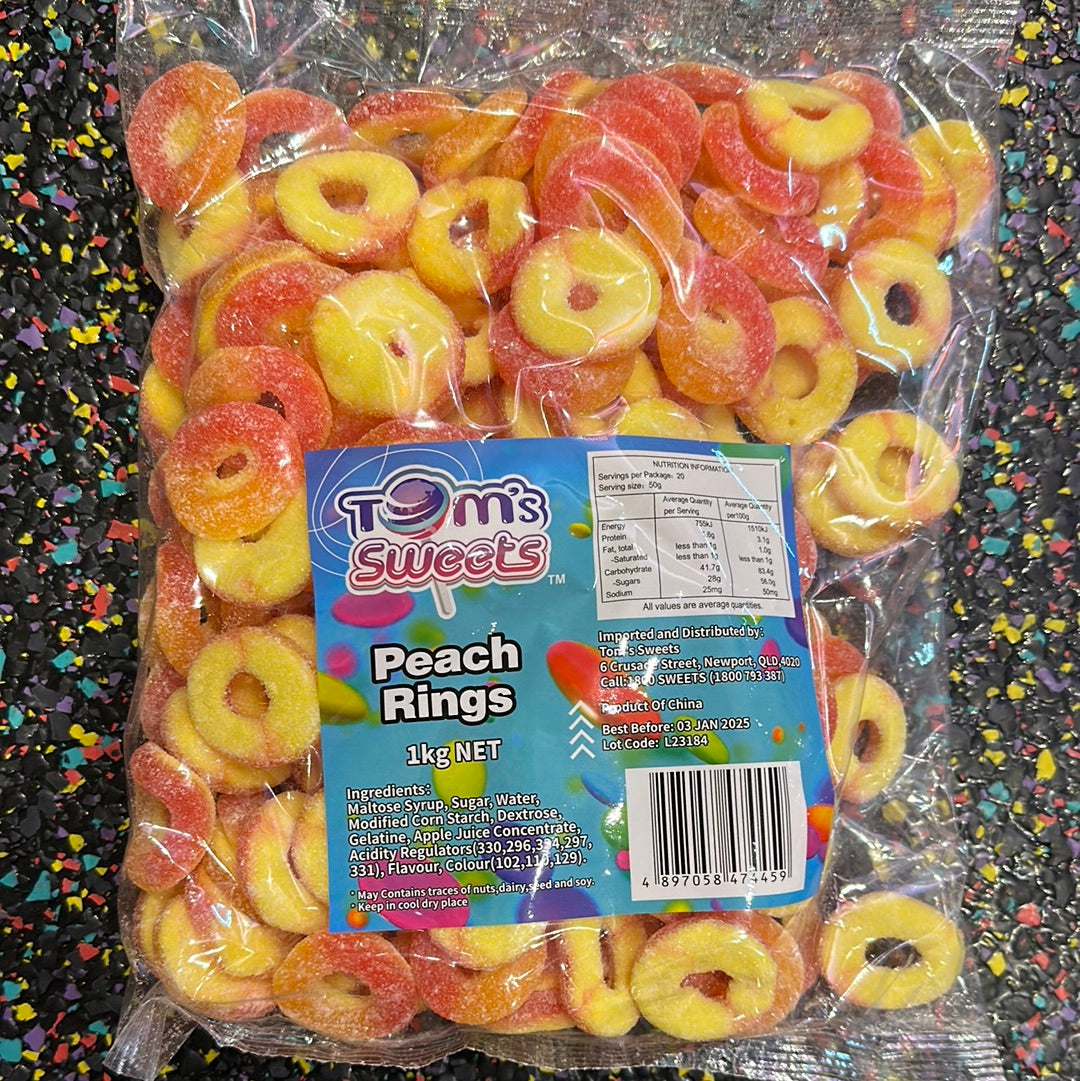 Tom's Sweets Peach Rings 1kg