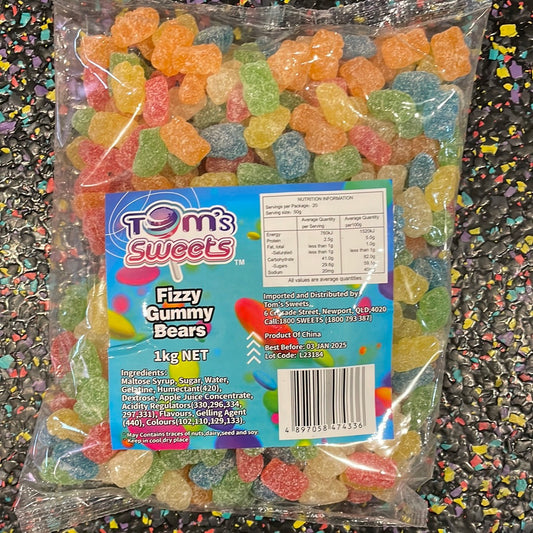 Tom's Sweets Fizzy Gummy Bears 1kg