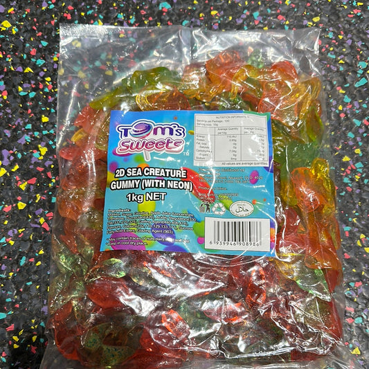 Tom’s Sweets 2D Sea Creature Gummy (Neon) 1kg