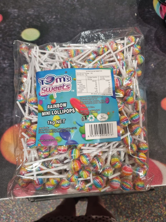 Tom's Sweets - 1kg rainbow mini lollipops