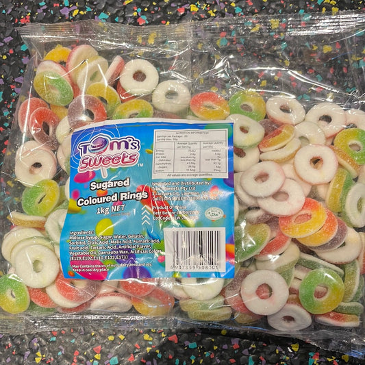 Tom's Sweets Sugared Coloured Rings 1kg