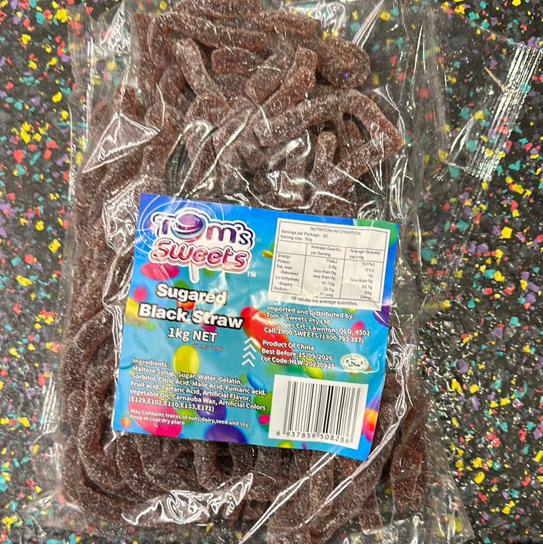 Tom's Sweets Sugared Black Straw 1kg