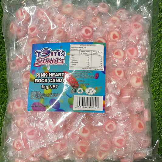 Tom’s sweets - Pink Heart rock Candy 1kg