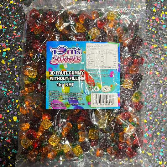 Tom’s Sweets 3D Fruit Gummy Without Filling 1kg