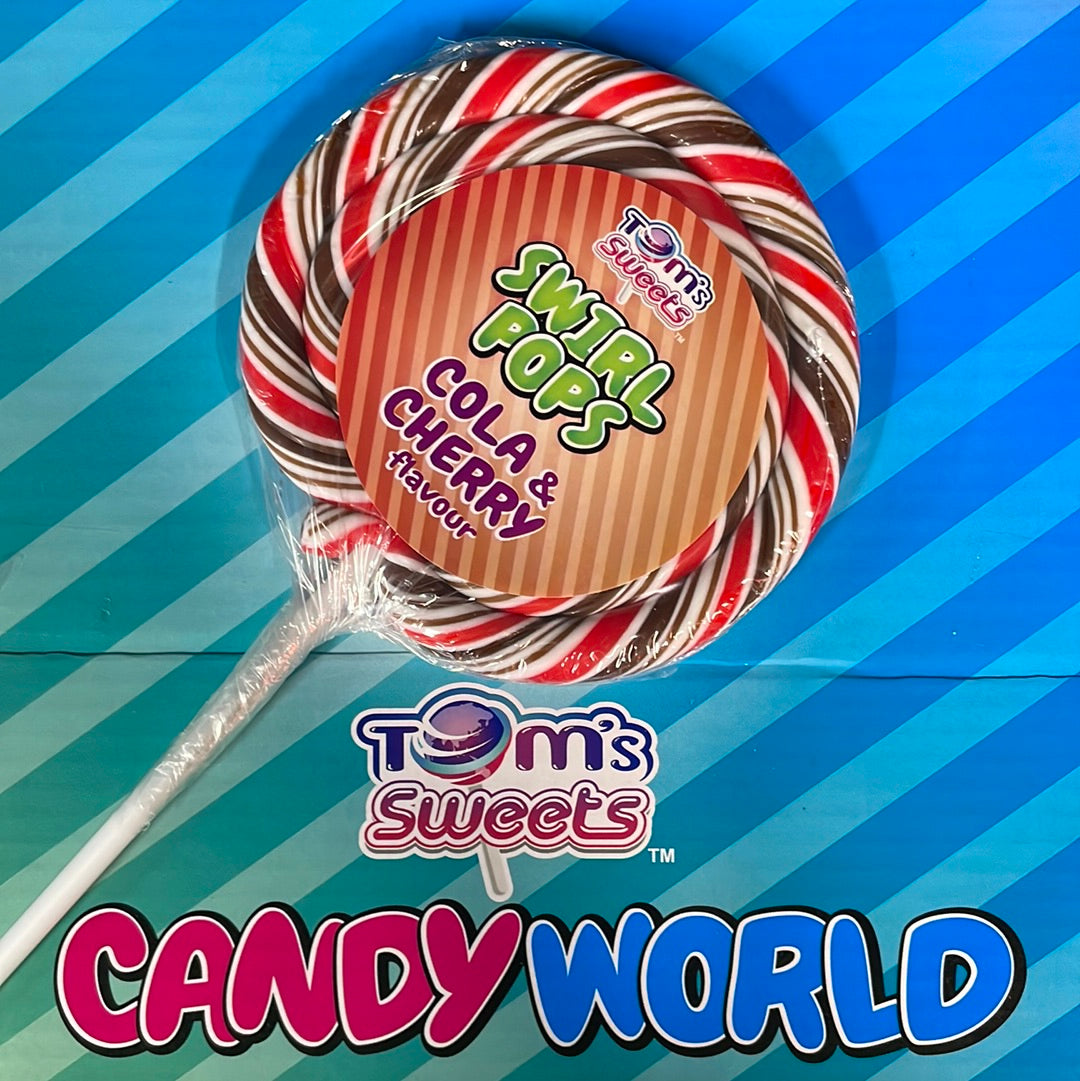 Tom’s Sweets - Flavoured Swirl Pop - Cola & Cherry