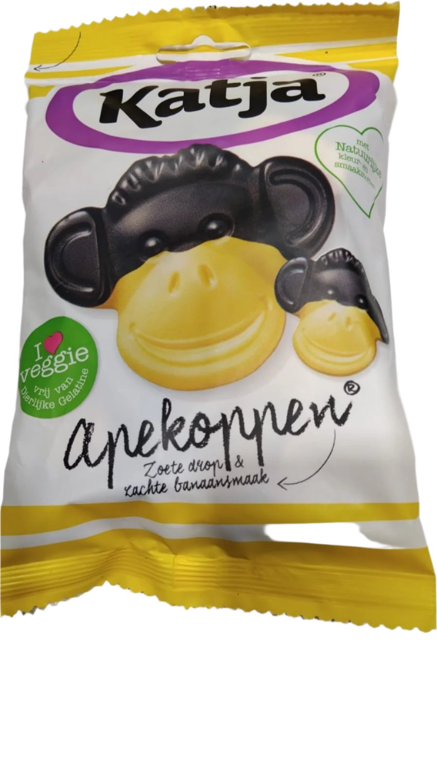 Katja Apekoppen Monckey Shape Banana + Licorice Sweets 125g