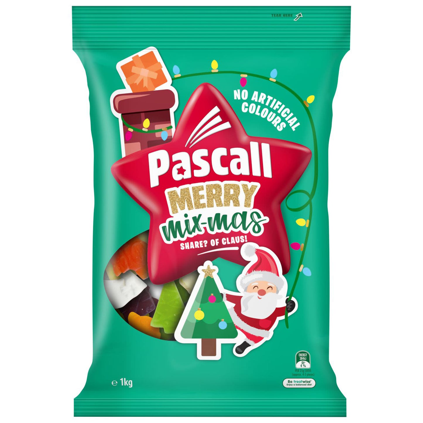 Pascall Merry Mix-Mas Bag 1kg (Christmas)