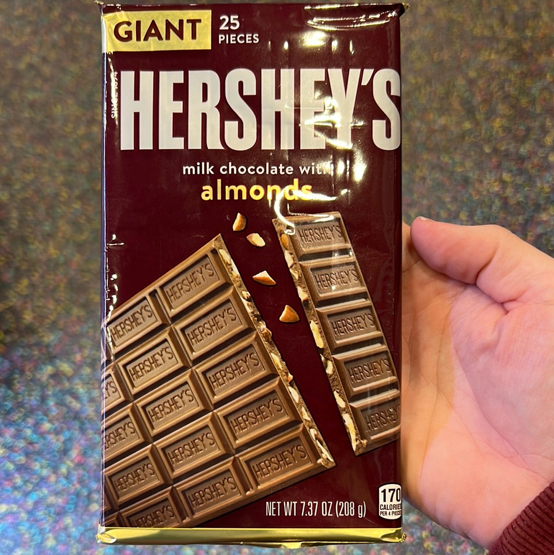 HERSHEY'S Milk Chocolate with almonds GIANT BAR 208G