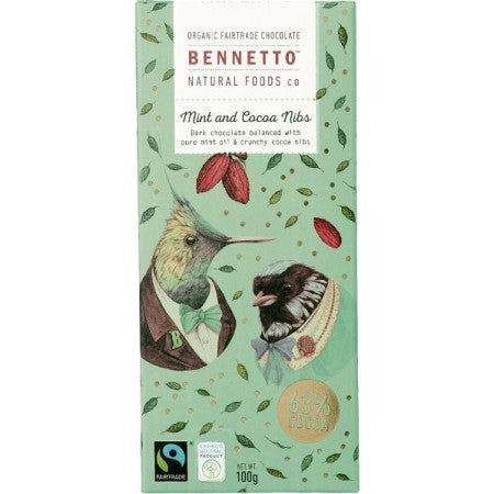 Bennetto Natural Foods Mint & Cocoa Nibs 100g