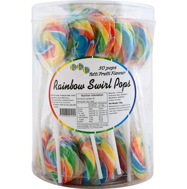 Sweet Treats Rainbow Tutti Frutti Swirl Pops 50pcs – Tom's ...