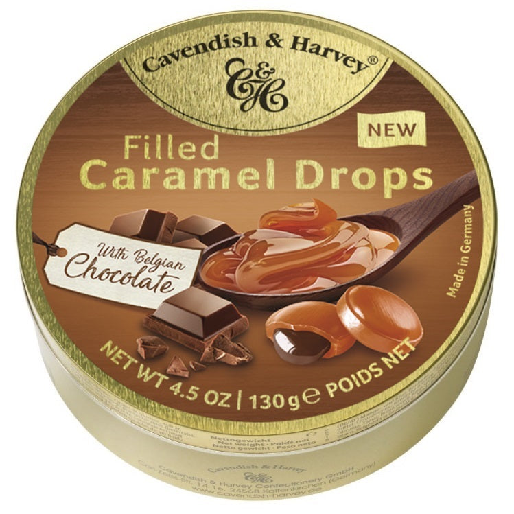 Cavendish & Harvey Caramel Drops Filled with Chocolate Tin 130g