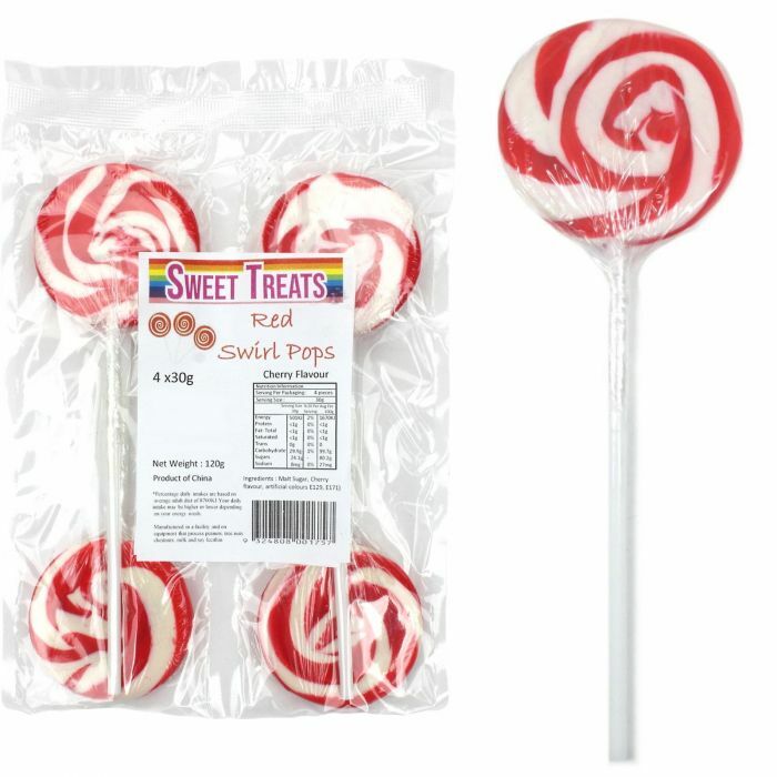 Sweet Treats 4 Pack Lollipops Red Cherry