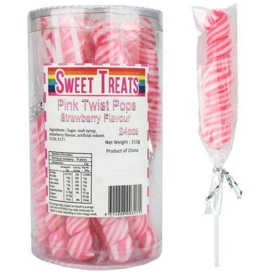 Sweet Treats Pink Twist Pops 24pcs