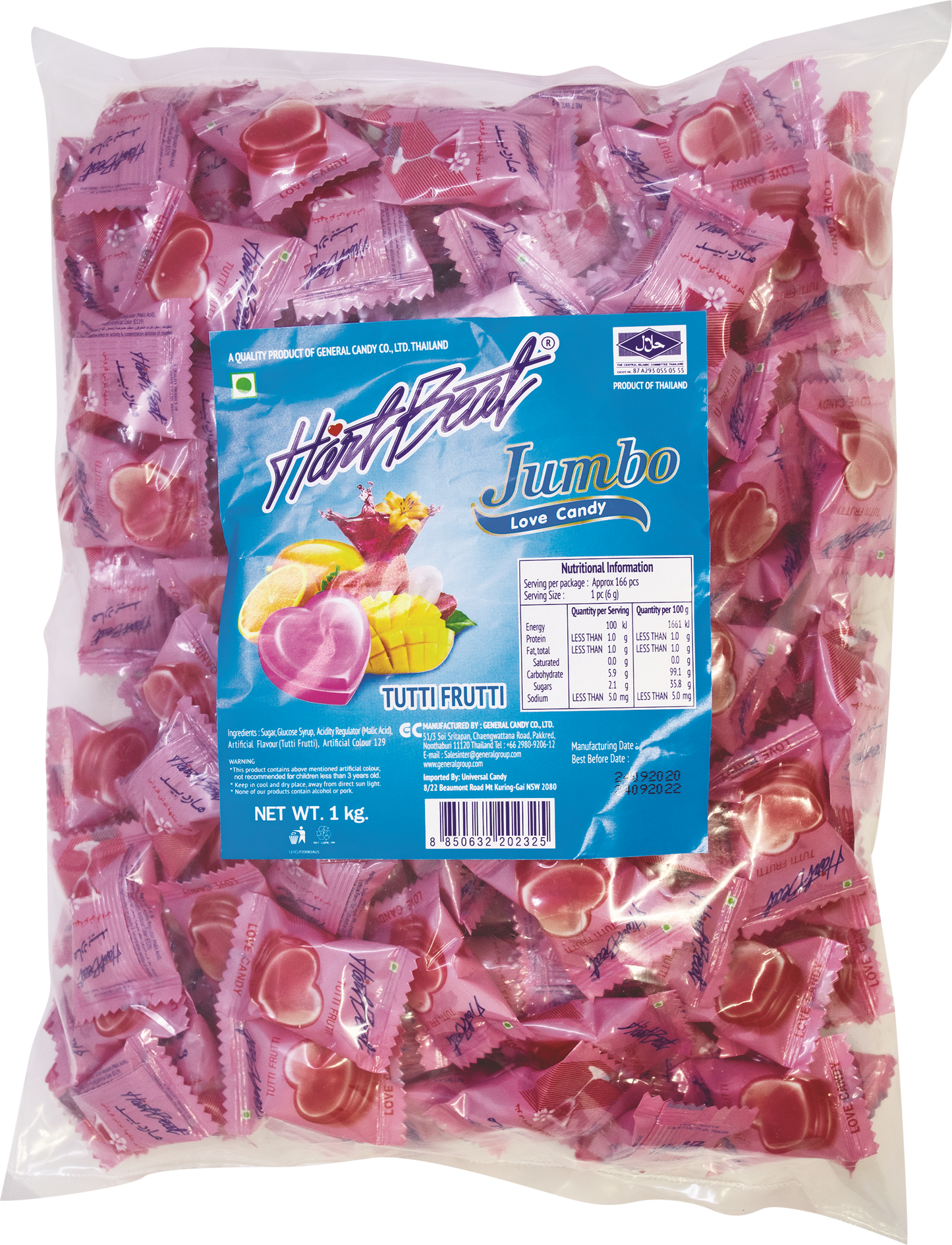 General Candy Co. HartBeat Jumbo Love Candy Tutti Fruitti