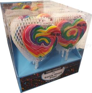 Candy Showcase Rainbow Swirly Heart Lollipop