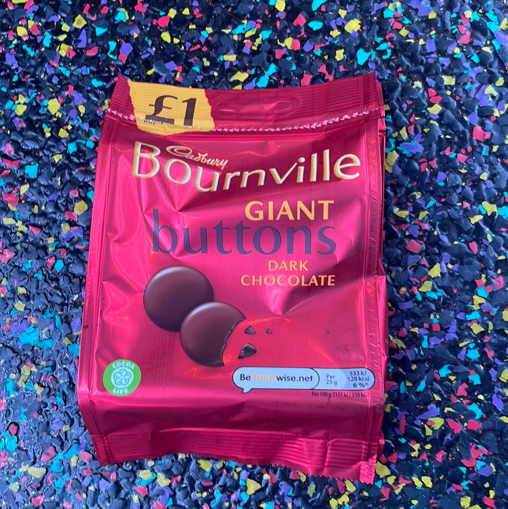 UK Cadbury Bournville Giant Buttons Datk Choc 95g – Tom's Confectionery ...