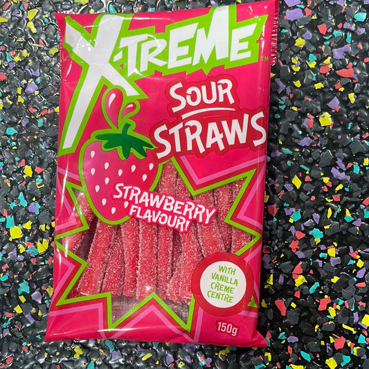 X-Treme Sour Straws Strawberry 150g