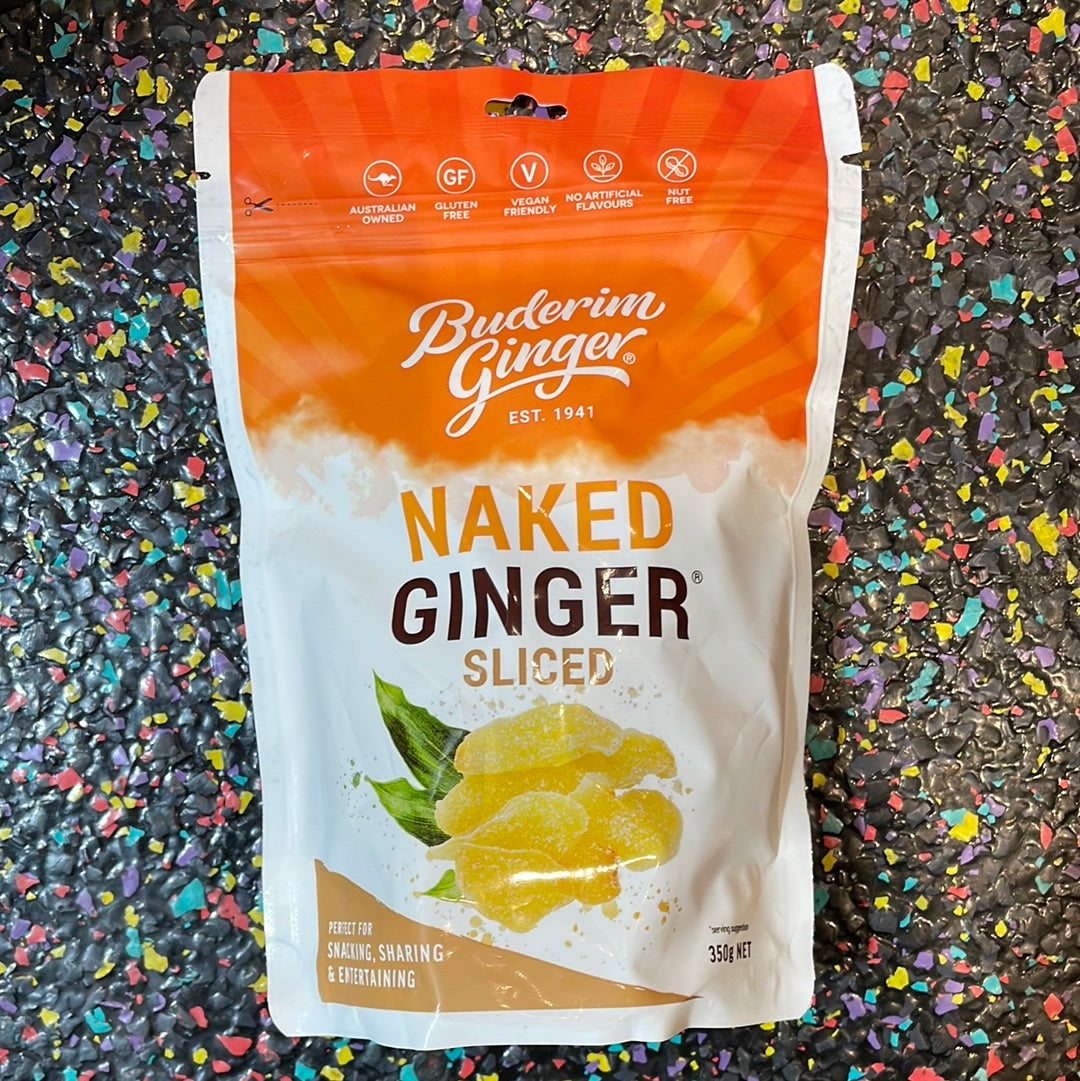 Buderim Ginger Sliced Naked Ginger Toms Confectionery Warehouse