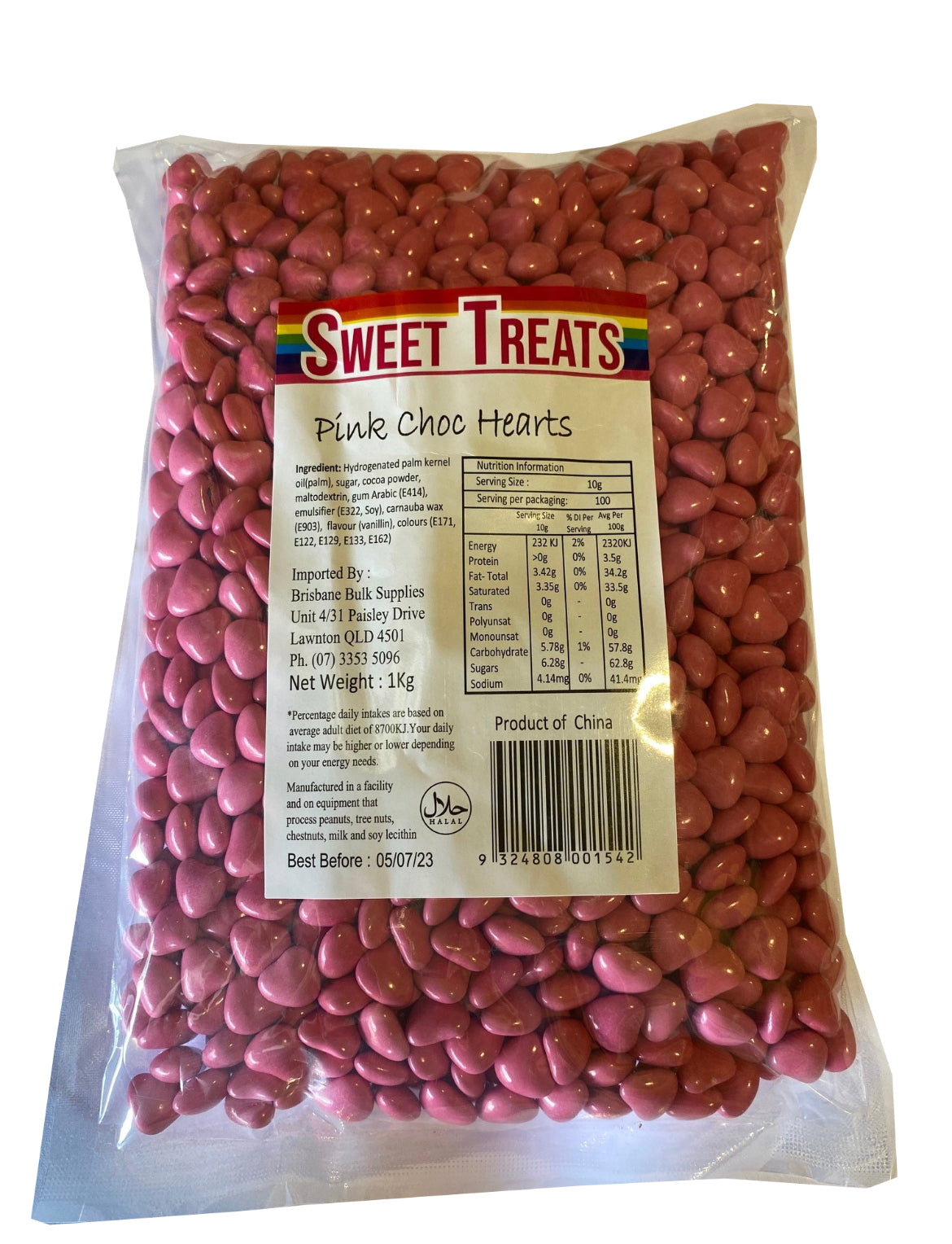 Sweet Treats Pink choc hearts 1kg