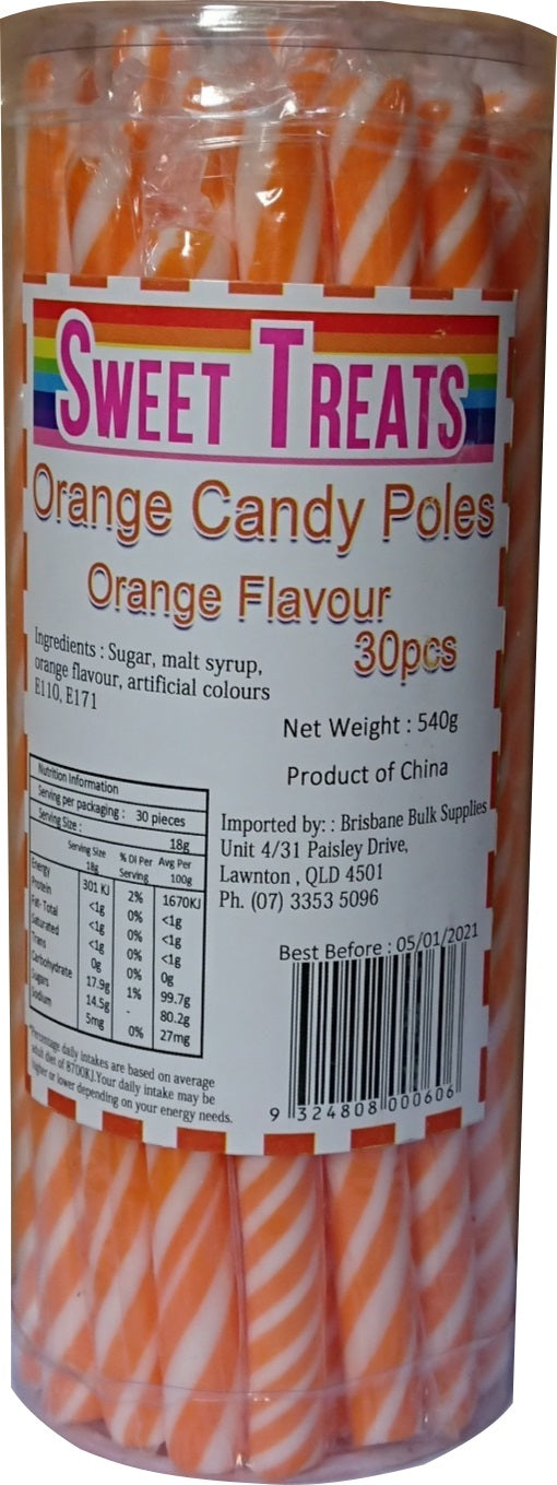 Sweet Treats Orange Candy Poles 30pcs